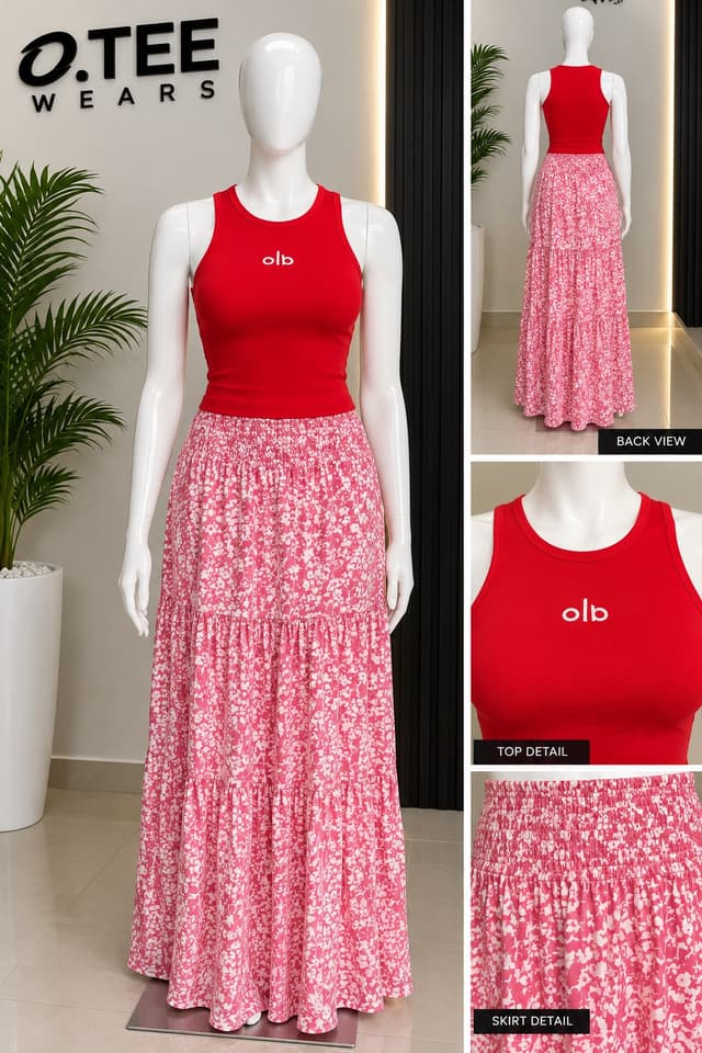 Red flowery set
